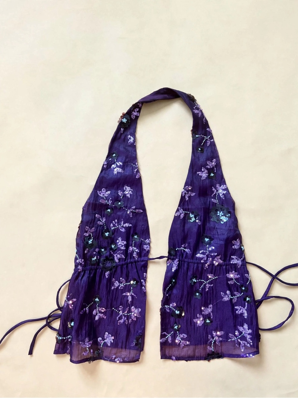 PacSun Purple Sequin Floral Halter Top
